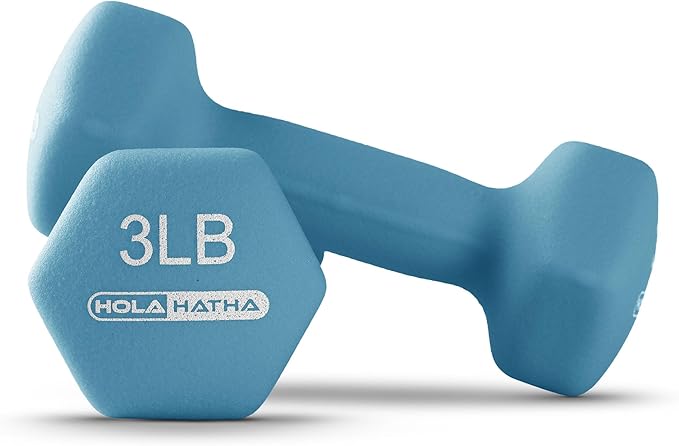 HolaHatha 2, 3, 5, 8, and 10 Pound Neoprene Dumbbell Free Hand Weight Set with Rack, Ideal for Home Exercises to Gain Tone and Definition, Pastel