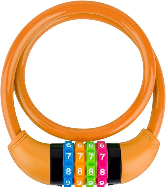 Bike Lock Cable, Bicycle Cable Lock with 4 Digit Combination, Resettable Combination Kids Bike Cable Lock, 2 Feet x ∅1/2 Inch (Orange)