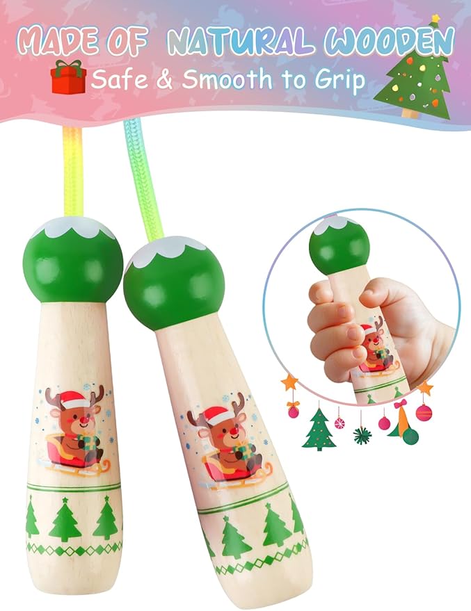 Jump Rope for Kids, Lorvain Adjustable Skipping Rope, Kids Jump Ropes with Wooden Handle for Girls Boys, Weighted Jumping Ropes for Fitness Workout Exercise Outdoor Fun Activity