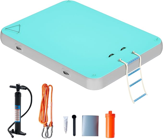 Specraft Inflatable Floating Dock, Non-Slip Air Dock Platform loating Island Raft with Rope Ladder for Pool Lake Beach Ocean