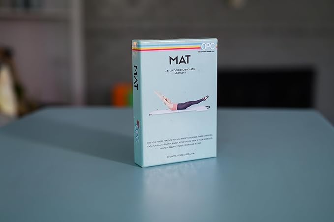 OnlinePilatesClasses Mat Pilates Workout Planner with Video Tutorials, 59 All-Level Exercise Flash Cards Ideal for Yoga, Abs, Core Workouts and Fitness Enthusiasts, No Equipment Needed