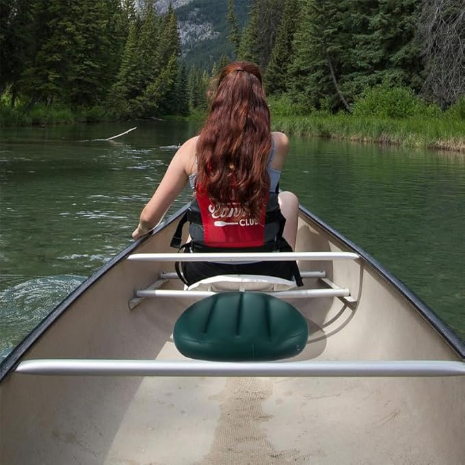 Housoutil Inflatable Boat Seat Cushion, 2PCS PVC Kayak Boat Seat Cushion for Canoeing, Camping, Foldable Design, Dark Green, 16.92 X 12.59 X 3.93 Inch