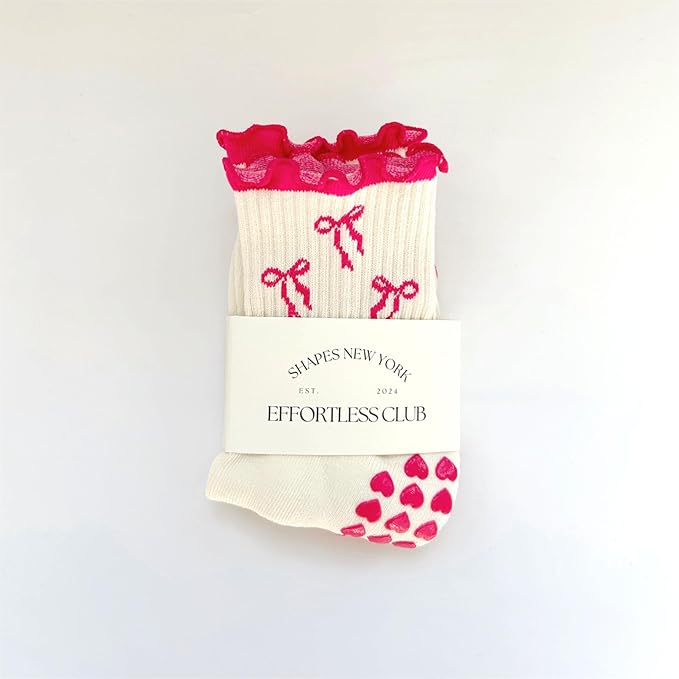Crew Half Calf Grip Socks, Cutest Fruits Pilates Socks, Ruffle socks, Non-Slip, Barre Yoga Fitness
