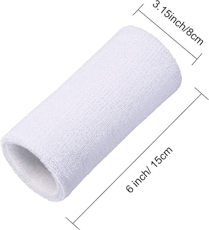 WILLBOND 6 Inch Wrist Sweat Bands for Men Women Tennis Elastic Athletic Long Sweatband Wrist Absorbent for Basketball Tennis Running Outdoor Activity