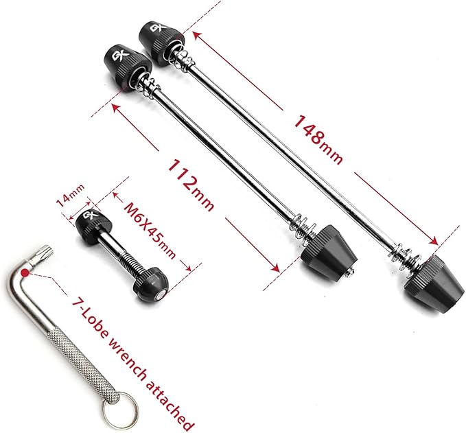 ONIPAX Bike Anti-Theft Locking Skewer 7 Lobe Bicycle Wheel Hub Secure