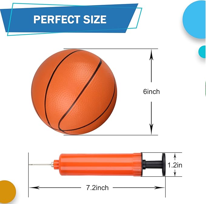 Mini Toy Basketballs, Small 6 Inch Replacment Ball for Indoor Mini Basketball Hoop, 6" Small Replacement Basketball, Toddler Balls, Beach Sand Toy Rubber Ball for Inflatable Pool Hoop Kids Adult