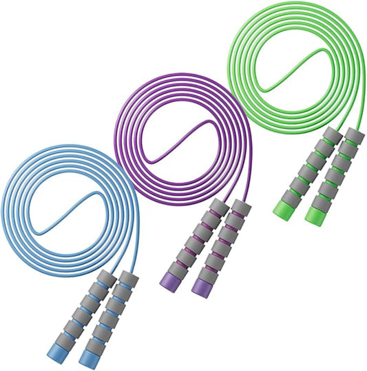 Adjustable Jump Ropes for Kids & Teens - Colorful Skipping Ropes with Soft Foam Handles - Ideal for Outdoor & Indoor Play, Fun Games Activity, Fitness, Exercise, and Party Favors