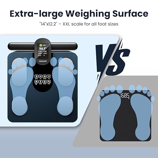 Scale for Body Weight, 8 Electrode Smart Bathroom Scale with BMI Body Fat Muscle Mass 28 Full Body Composition, High Precision Digital Weight Scale with Handle Display, Rechargeable, 400 lbs