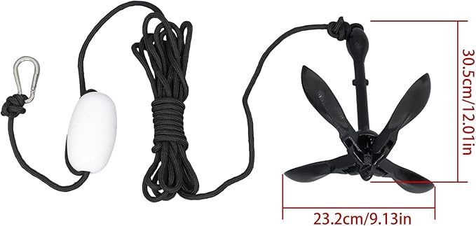1 Pack 3.3 lb Marine Kayak Folding Grapnel Anchor Kit for Small Boats Kayaks Canoe Paddle Boards