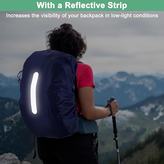 Waterproof Backpack Rain Cover Waterproof Backpack Cover, Bag Rain Cover with A Vertical Reflective Strap for Hiking/Biking/Camping/Outdoor Traveling