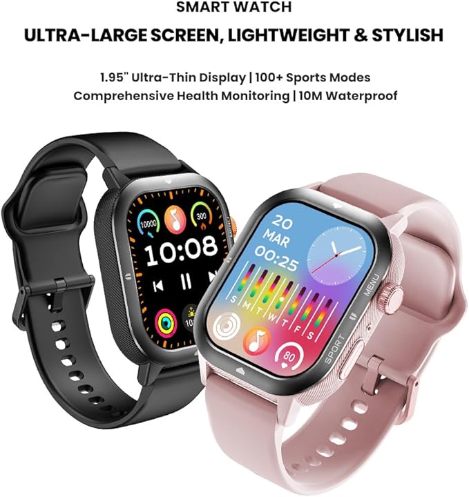 2025 Sports Smart Watch for Men & Women - 1.93” HD Display, Bluetooth Call (BT 5.4), 100+ Sports Modes, Heart Rate & Sleep Monitor, IP67 Waterproof Fitness Tracker, Pedometer, Da Fit App, (Pink)