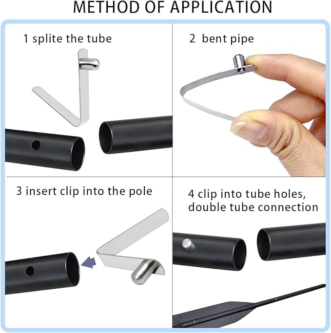 HZMM 8 Pcs Kayak Paddle Spring Snap Clips, Tent Pole Clips, Stainless Steel Push Button Clips, Tent Pole Push Button Spring Clips, Tube Locking Pin Clips for Kayak Paddle Camping Tent Pole