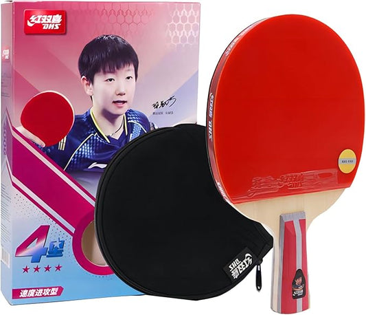 DHS Ping Pong Paddles Professional Table Tennis Racket with Hurricane Rubber Carrying Case - ITTF Approved Rubber for Tournament Play