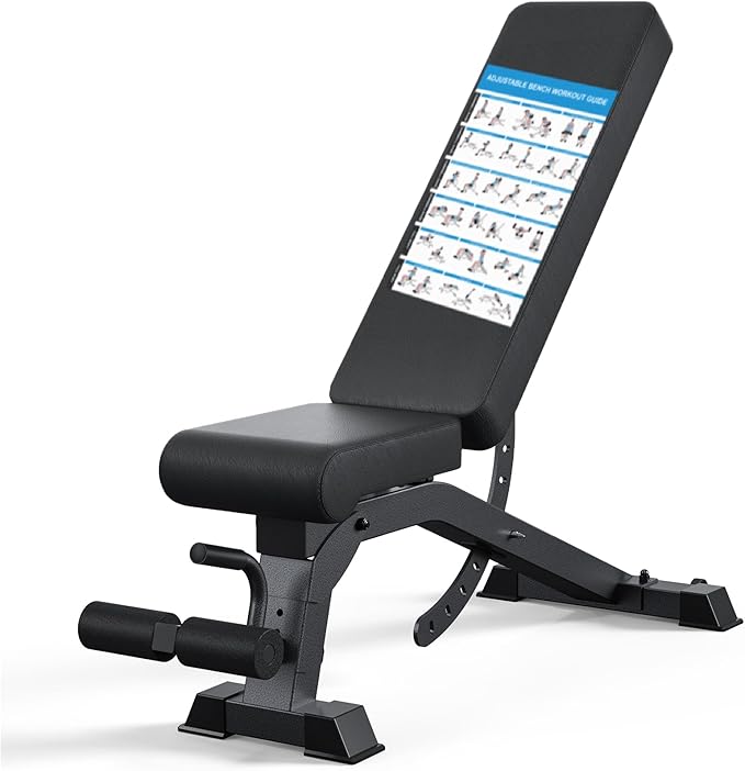 Adjustable Weight Bench with 12x4x4 Positions, 1200LB Heavy Duty Workout Bench for Home Gym, Commercial Incline-Flat-Decline Bench Press for Full Body Fitness, Fully Upright Backrest with 4 Suitable Leg Rest Gears