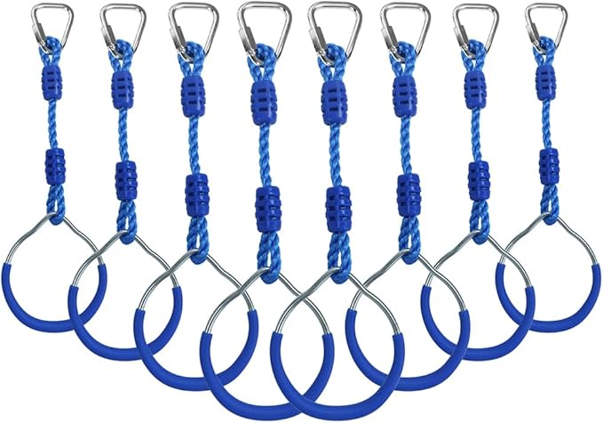 Ninja Ring Fitness Gymnastic Ring Climbing Bar Workout Outdoor Backyard Playground Training Equipment Play Set, Jungle Gym Fist Hanging Swing Monkey Bars Ninja Warrior Obstacle Course Trapeze Playsets