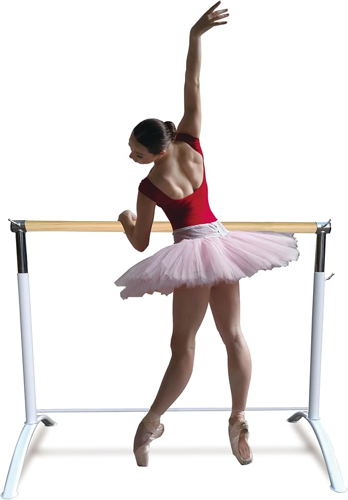 Ballet Barre Portable for Home or Studio, Height Adjustable Bar for Stretch, Pilates, Dance or Active Workouts, Single or Double Bar, Kids and Adults