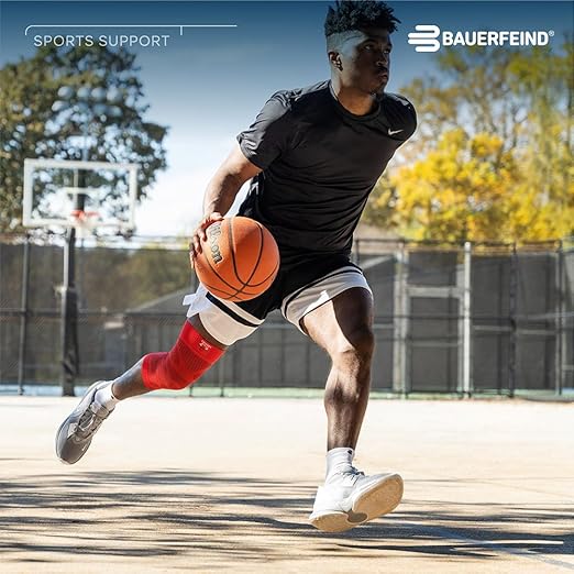 Bauerfeind Sports Compression Knee Support NBA Dallas Mavericks - Lightweight Design with Gripping Zones for Basketball Knee Pain Relief & Performance (Mavericks, L)