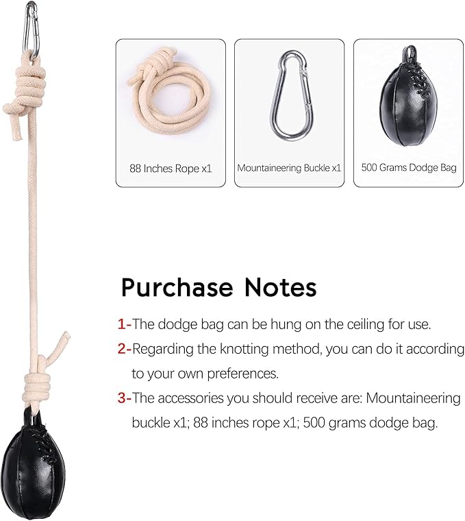 INNOLIFE Boxing Slip Bag, Dodge Hide Speed Ball for Reflex Training, MMA Pendulum Training - Maize Leather Ball Included