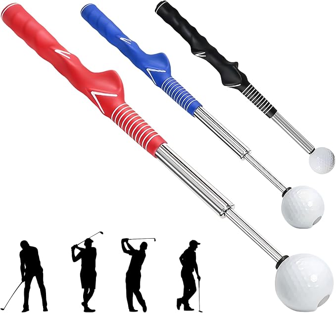 Golf Grip Trainer,Golf Swing Trainer,Retractable Right-Handed Grip Trainer Golf Training Aid for Warmup, Strength Tempo Practice, Indoor/Outdoor Use Improve Swing Rhythm & Accuracy