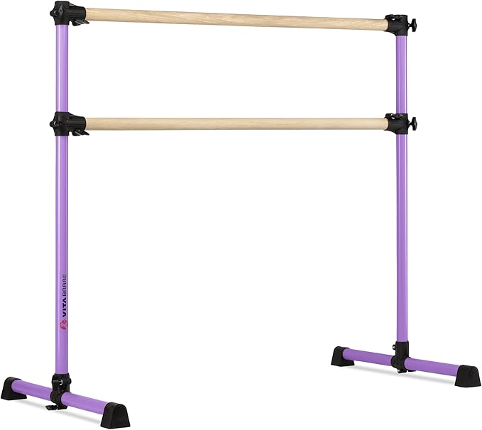 VITA Barre Portable Freestanding Double Ballet Barre, Prodigy, Wood | Adjustable Height, USA Made, Home or Gym Exercise Equipment for Kids & Adults | Dance, Fitness, Pilates