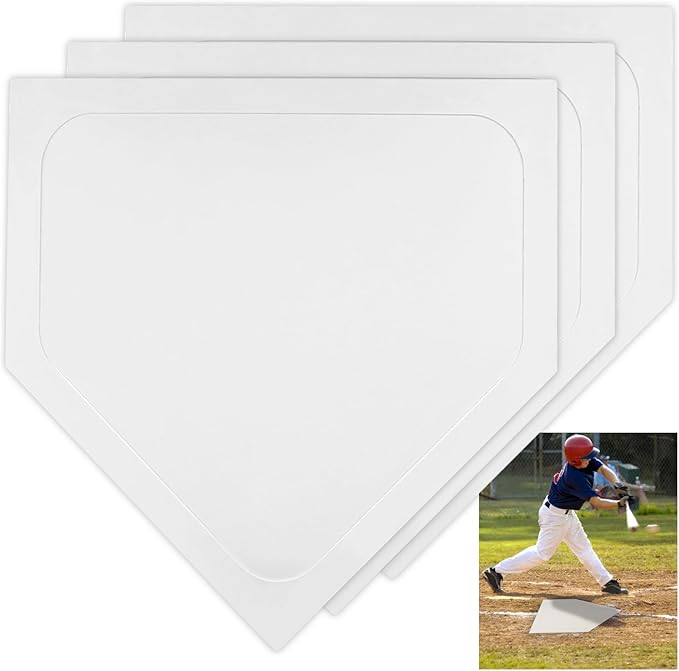 Mototo 2/3/4/6/8PCS White Baseball Home Plate Rubber Throw Down Baseball Bases 16 inch Softball Home Plate Kickball Bases for Kickball Practice Pitching Hitting Training Equipment