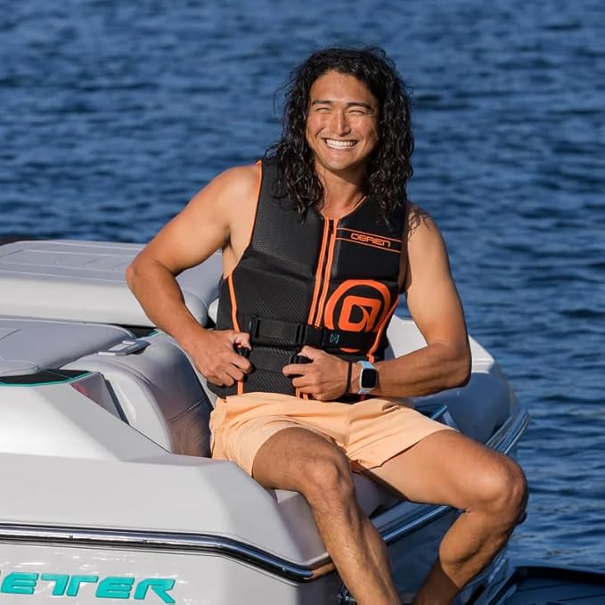 O'Brien Flex V-Back Life Jacket – Coast Guard Approved Adult Life Vest with Flex Fit Design, Lightweight Foam & Front Zip Closure for Watersports, Boating, and Jet Skiing