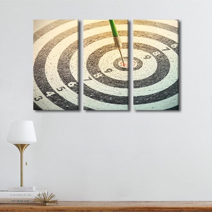 Retro Wall Paintings for Living Room Wall Art Leisure Sport Modern Office Wall Art Dartboard Wall Decor Canvas Wall Art for Bedroom Artwork Giclee Wall Decoration Framed Ready to Hang, 28"Wx42"H