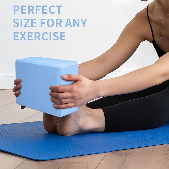 Yoga Block 2 Pack 9"x6"x3", Sturdy Yoga Foam Blocks, High Density & Non Slip Surface for Pilates & Stretching, Fitness Accessories for Stability & Balance