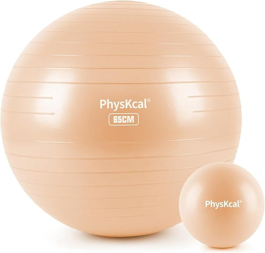 Yoga Ball for Exercise, Pilates Set, 4 Sizes Fitness Ball for Workout, Birthing, Pregnancy, Physical Therapy- Pump Included