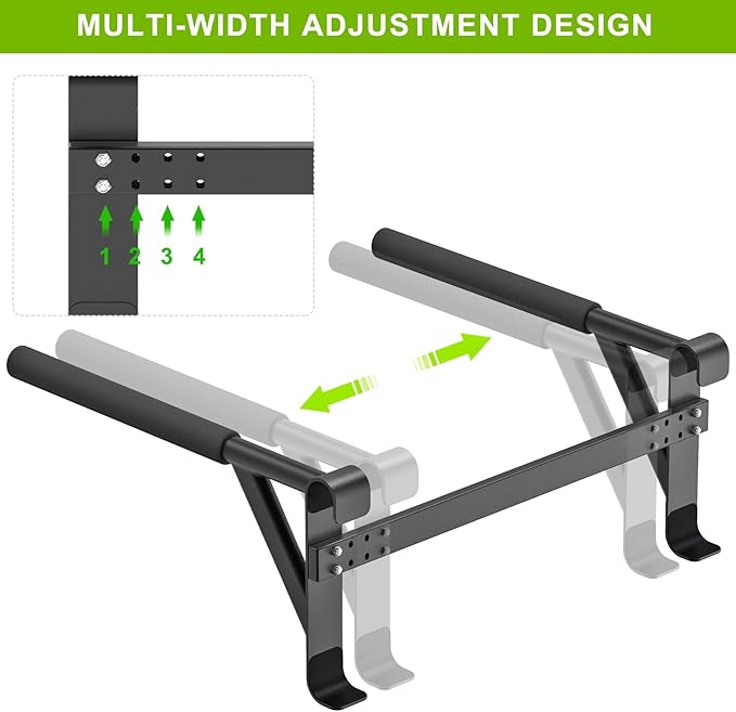 Dip Bar Attachment for Swedish Ladder, Non-Slip Adjustable Grip Handles, Dip Station for Strength Training, 250 lbs Capacity