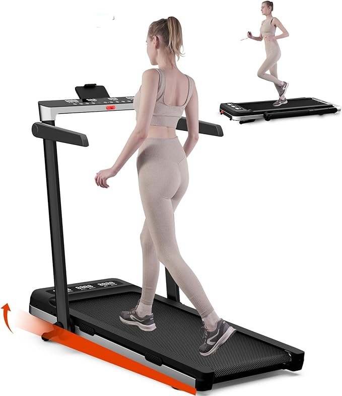 Walking Pad Treadmill with Handle Bar 3-in-1 Foldable Treadmills for Small Space 300 LBS Capacity, 3.0HP Portable Under Desk Treadmill for Home Office with LED Display Remote APP Control