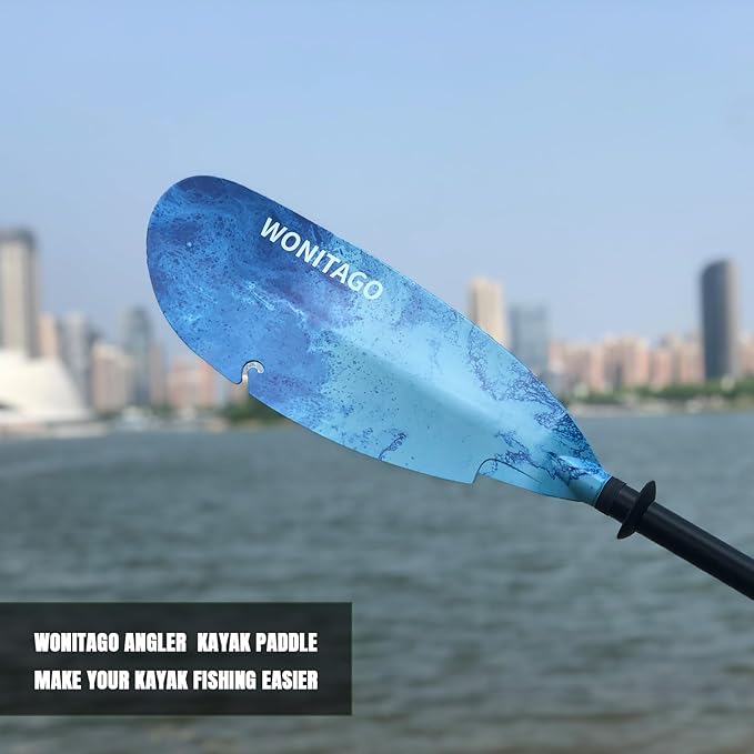 Angler Kayak Paddles Carbon Fiber Shaft and Plastic Blade, Floating Adjustable Fihsing Kayak Oars with Paddle Leash, 230-250cm/90-98 inch