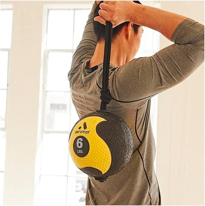 AEROMAT Elite Power Rope Medicine Ball for Core Strength/Rotational Movements Training - Weights Color-Coded