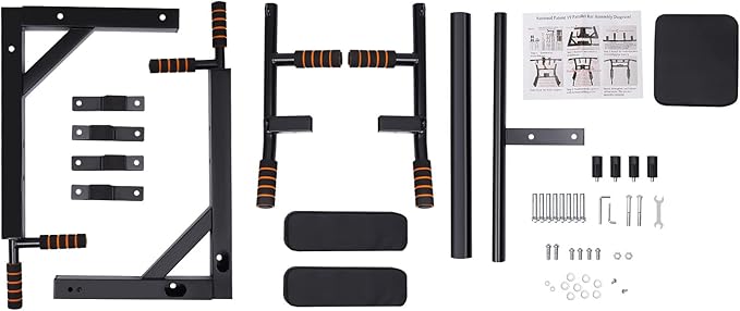 Wall Mounted Pull Up Bar Chin Up bar Multifunctional Dip Station for Indoor Home Gym Workout, Heavy Duty Steel Pipe Maximum weight 440 Lbs