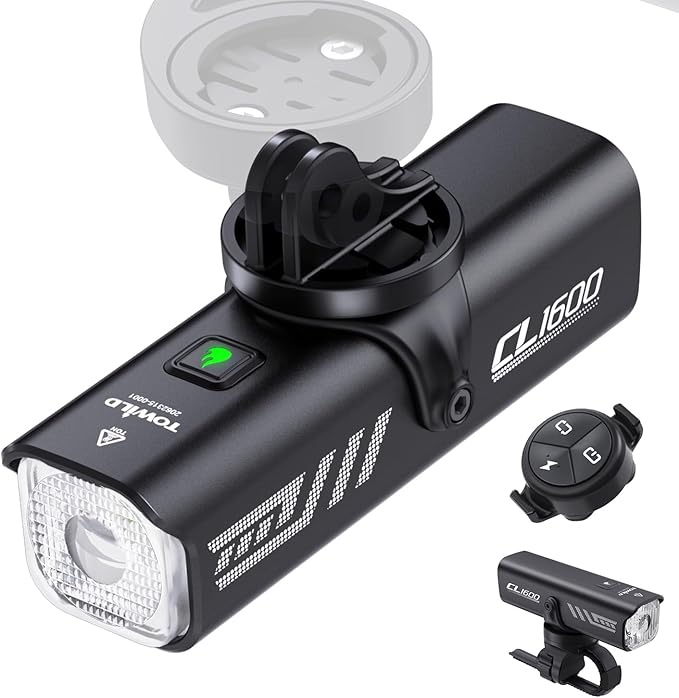 TOWILD Bike Lights for Night Riding,Compatible with Garmin/GoPro Mount,600 Lumen Bike Headlight,2000mAh Rechargeable Battery,Waterproof Bike Front Light for Commuter Cyclists-Fits All Bikes