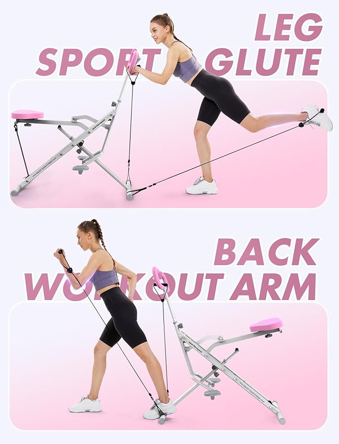 Sportsroyals Squat Machine for Home,Ride & Rowing Machine for Glutes Butt Thighs,Ab Back/Leg Press,Foldable & Easy Setup Exercise Equipment w/Adjustable Resistance,350lbs Capacity