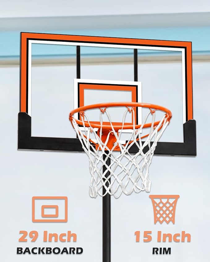 WIN.MAX Basketball Hoop Outdoor with Shatterproof Backboard and Larger Base, Portable Basketball Hoop Goal System Youth/Adults in Backyard/Driveway/Poolside