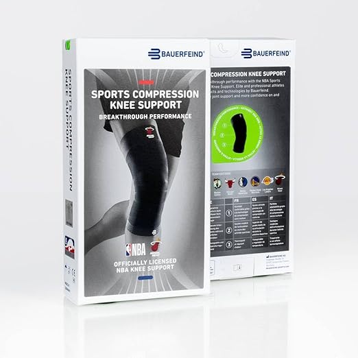 Bauerfeind Sports Compression Knee Support NBA Dallas Mavericks - Lightweight Design with Gripping Zones for Basketball Knee Pain Relief & Performance (Mavericks, L)