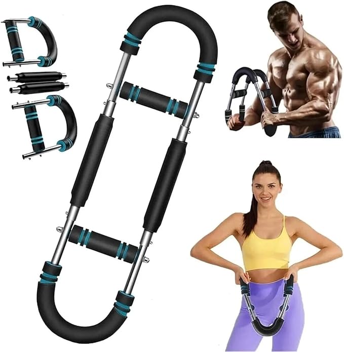 Twister Arm Trainer, Adjustable Resistance (60ā110 lbs) 5Level Chest, Forearm & Biceps Strength Training Bar Portable & Detachable Home Gym Equipment with Anti-Slip Handles & Carry Bag for Men & Women