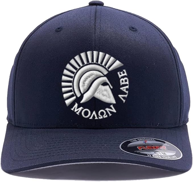 Spartan Warrior Helmet Molon Labe - Come and Take It Custom Embroidered Flex Fitted Baseball Hat