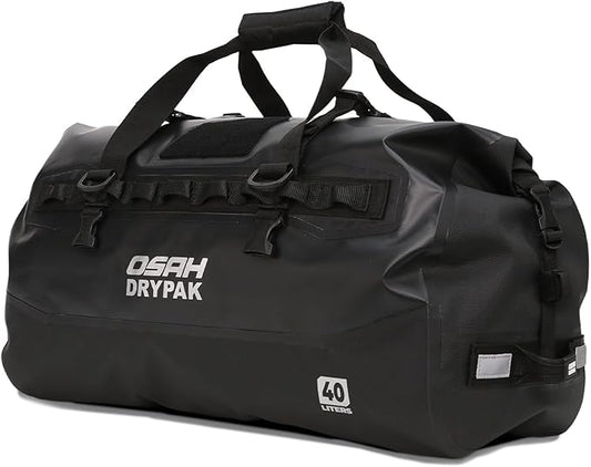Waterproof Duffel Bag - Motorcycle Dry Bag 40L Tail Bag with Large Storage Space, Waterproof Duffle Bags with Outer Mesh Zipper Pocket for Camping, Kayaking, Fishing & Traveling-Black