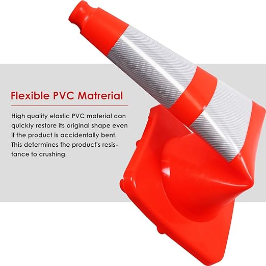 Overall Fluorescent Orange Red Integrated Traffic Cones, Road Cones for Garage Parking, Sport & Driving Training, Road Safety, Construction Events (28" Cones-8Pack)