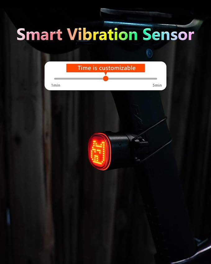 TOWILD TL08 Bike Tail Light, Customized Patterns Full-Color Bike Rear Light, Brake Sensing, USB-C Rechargeable, IPX6 Waterproof