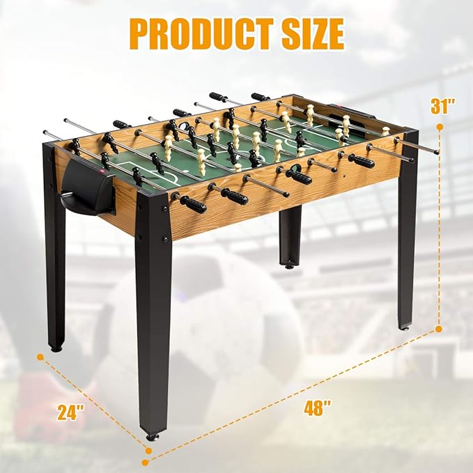 Giantex 48'' Foosball Table, Wooden Soccer Table Game w/Footballs, Suit for 4 Players, Competition Size Table Football for Kids, Adults, Football Table for Game Room, Arcades