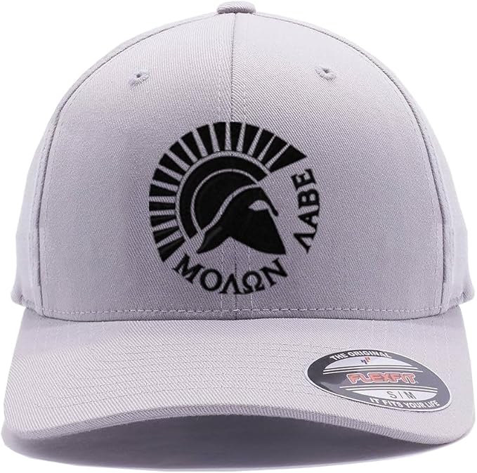 Spartan Warrior Helmet Molon Labe - Come and Take It Custom Embroidered Flex Fitted Baseball Hat