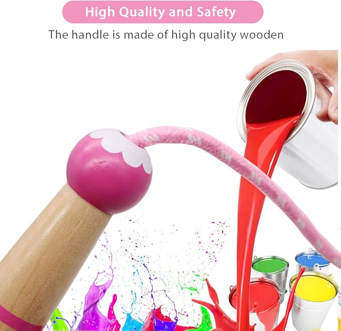 Jump Rope Kids, 7ft Adjustable Cotton Skipping Rope with Wooden Handle for Boys and Girls Fitness Outdoor Exercise