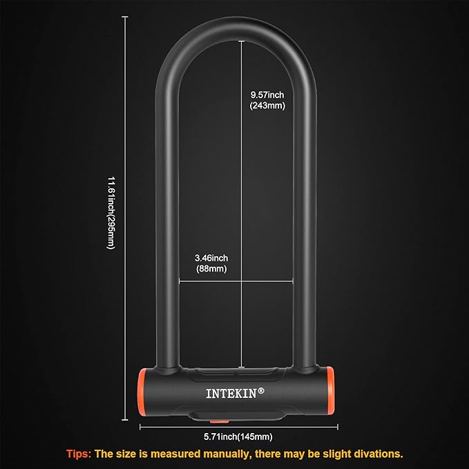 Heavy Duty U Lock - 16mm Bicycle Lock with 3 Keys for Road & Mountain Bikes