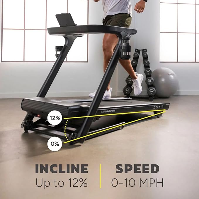 Centr RUNR Foldable Treadmill - Compact Home Design, 3.0 HP Motor, Cloud Cushion & Natural Stride Tech, Bluetooth Heart Rate, 10 mph Speed, 12% Incline, 300 lb Capacity