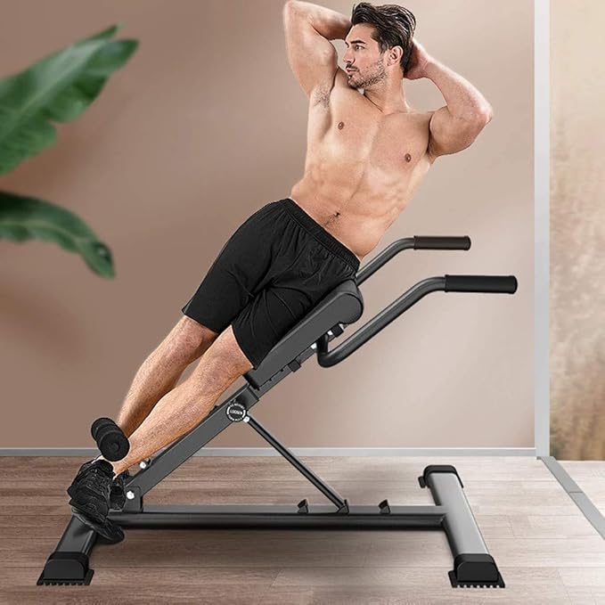 Roman Chair Back Hyper Extension Bench Adjustable Exercise Machine for Home Gym Abdominal Workout Equipment Foldable 30-40-50 Degrees Adjustable