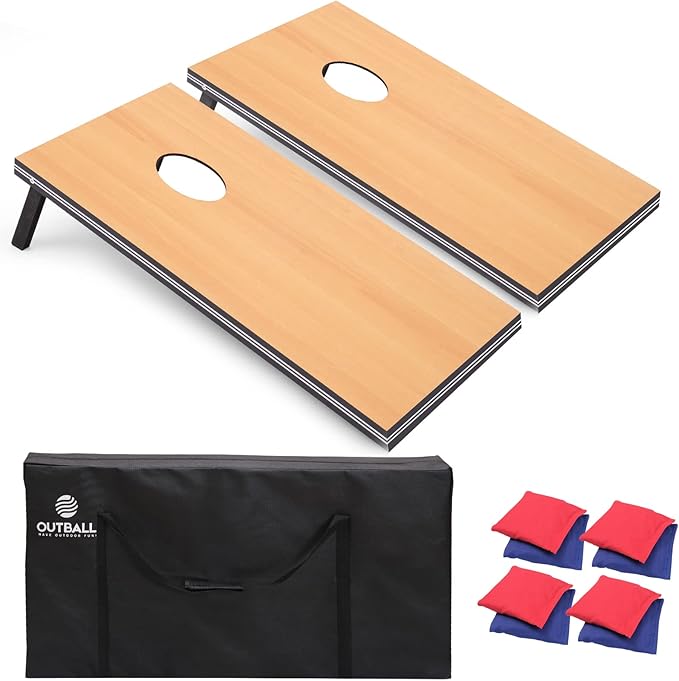 Cornhole Set 4x2 and 3X2 Regulation Size Corn Holes Sets with Carrying Bags & 8 Bean Bags Cornhole Boards Bean Toss Games for Adults Family Outdoor Beach Lawn Outside Backyard Games